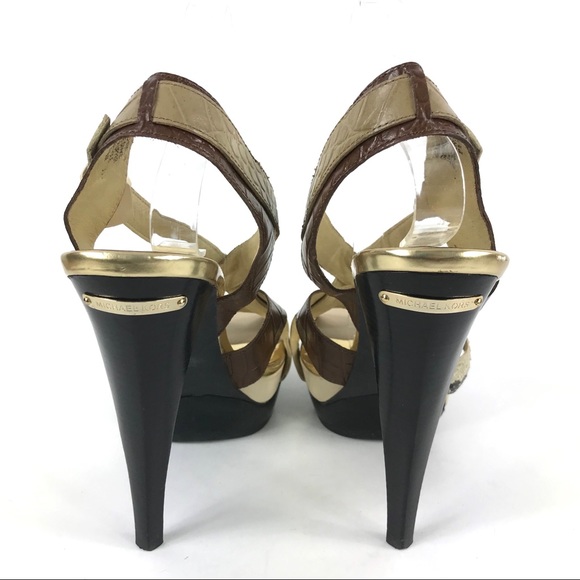 Michael Kors Niki Genuine Snakeskin Strappy Heels - Picture 5 of 8